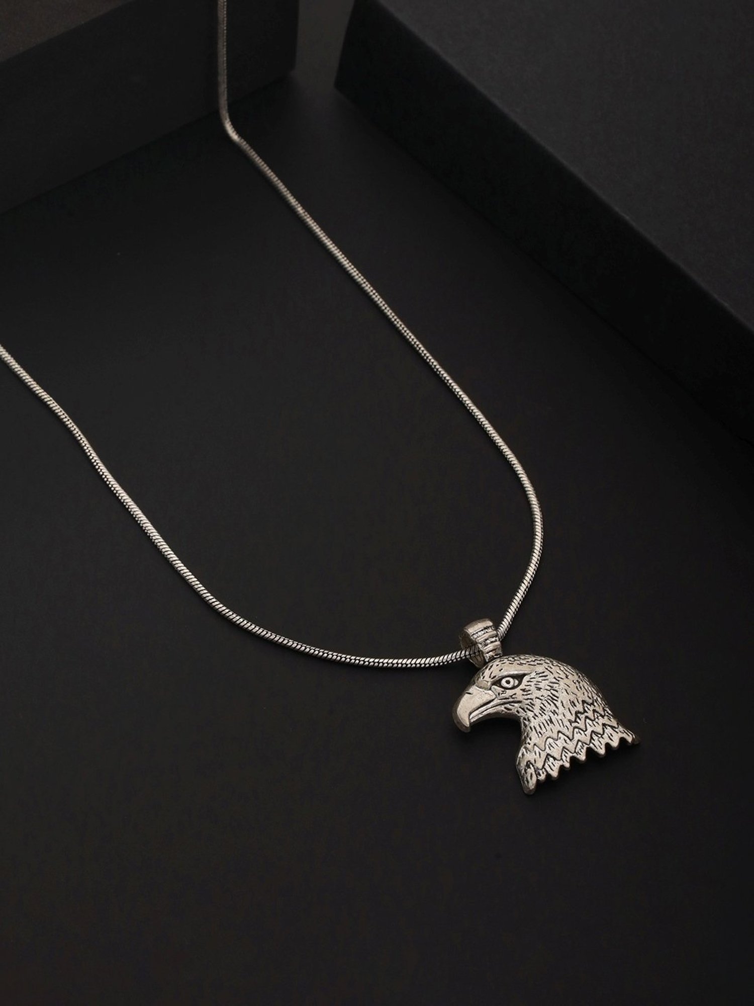 Bold by Priyaasi Eagle Head Black Casual Pendant With Chain for Men