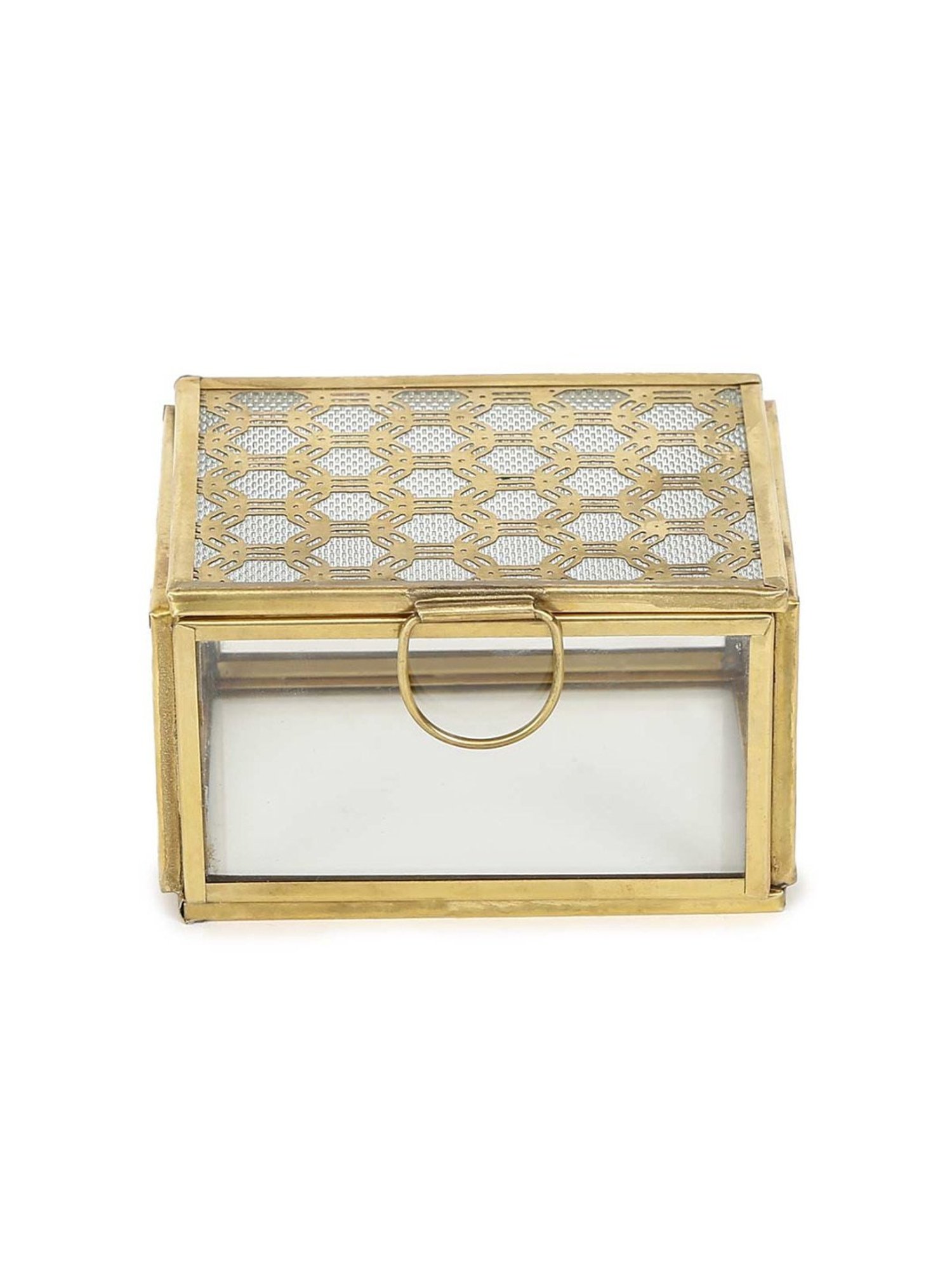 Home4U Gold Glass Large Kaori Antique Box