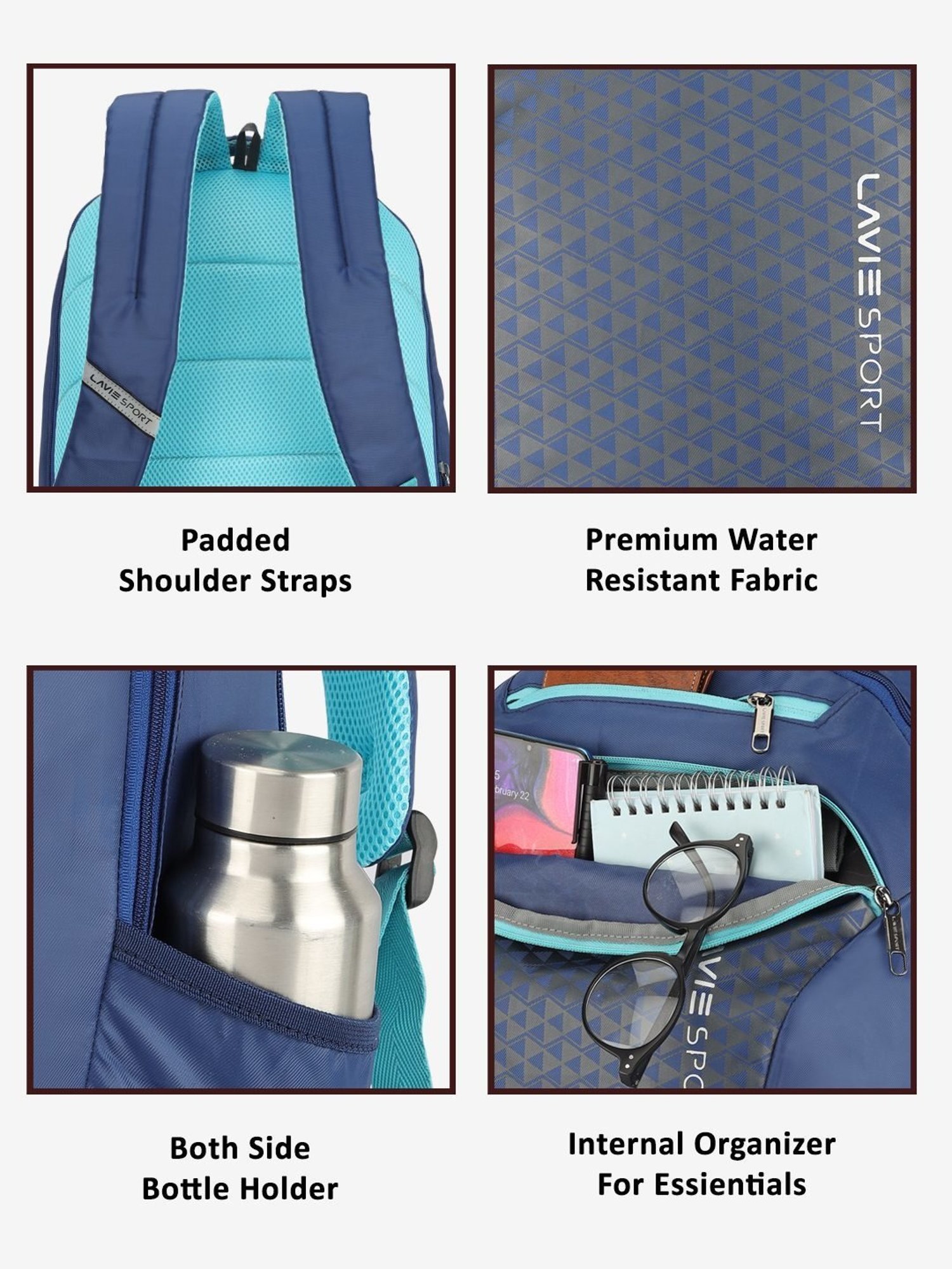 Lavie Sport Rapid Teal Green Polyester Medium Laptop Backpack with Rain Cover