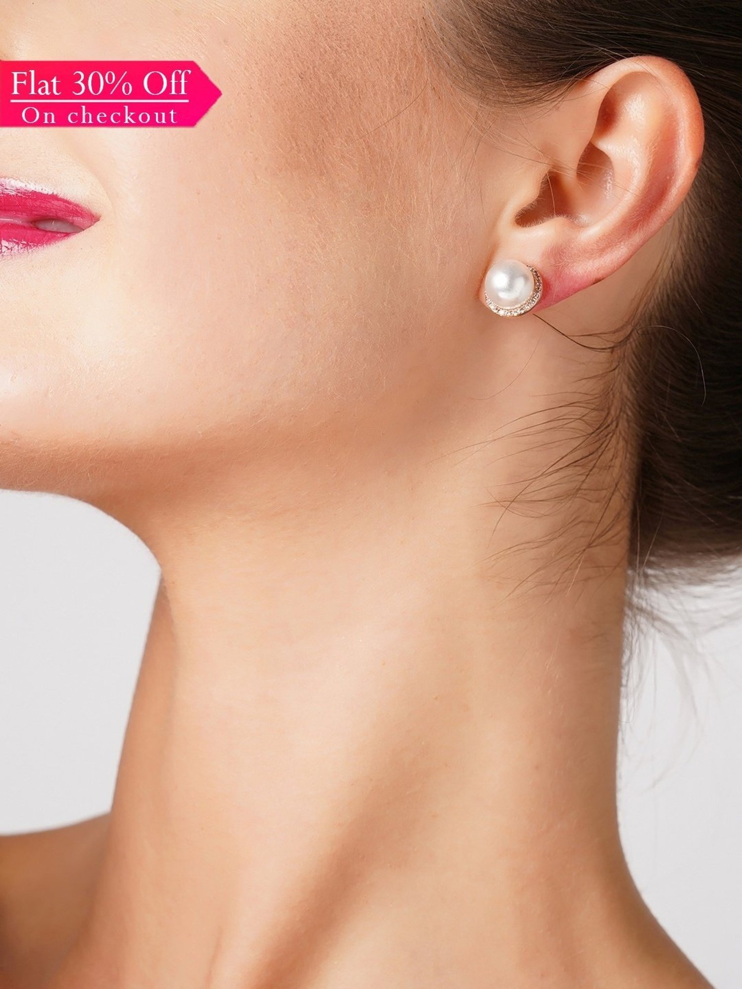 Zaveri Pearls Set of 2 Rose Gold Cubic Zirconia Contemporary Drop Earrings - ZPFK13449