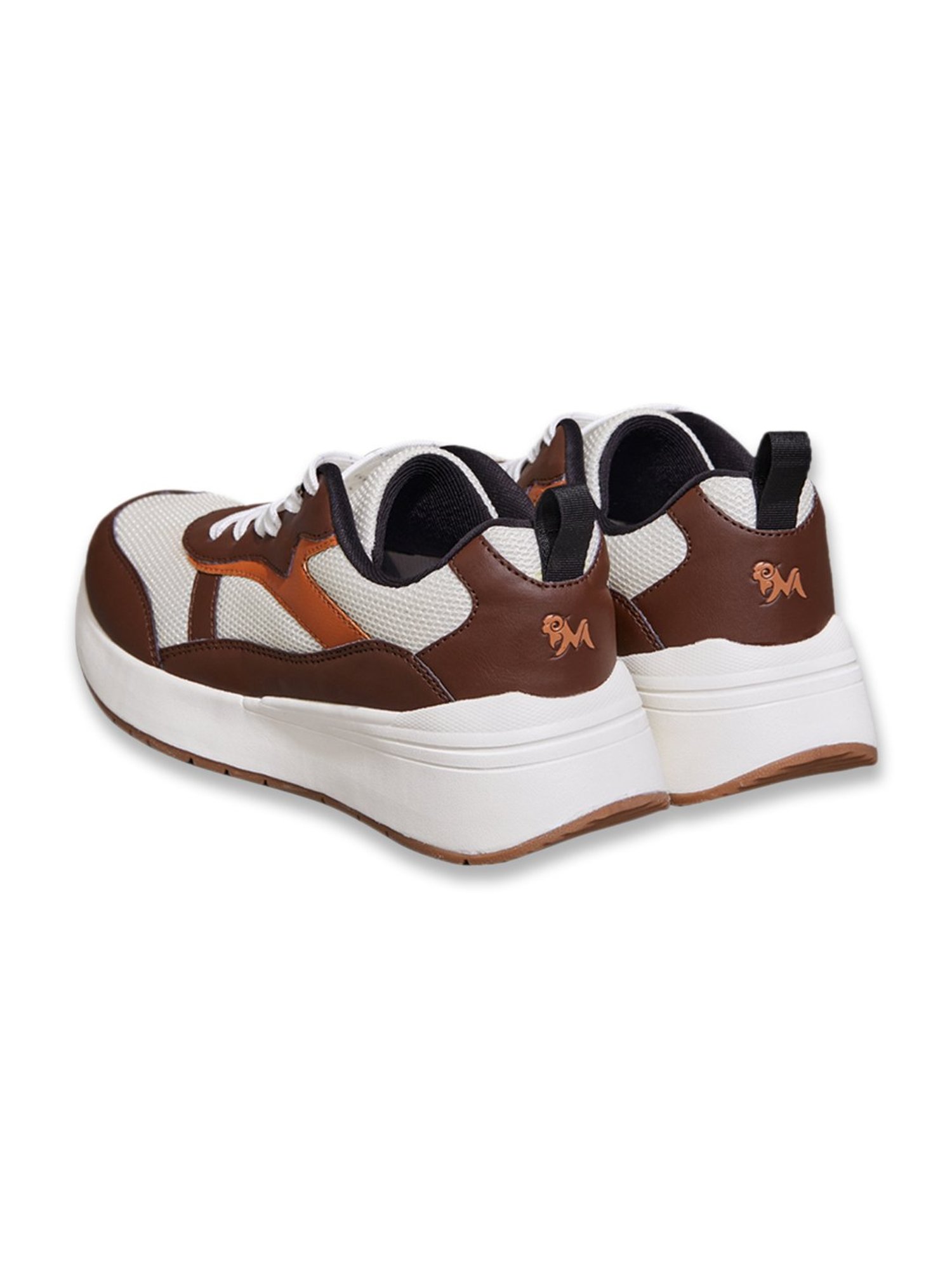 Neemans Men's Cosmo Off White & Brown Running Shoes
