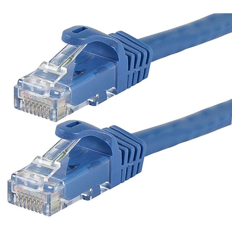 Monoprice Cat5e Ethernet Patch Cable - 50 Feet - Blue | Network Internet Cord - RJ45, Stranded, 350Mhz, UTP, Pure Bare Copper Wire, 24AWG - Flexboot