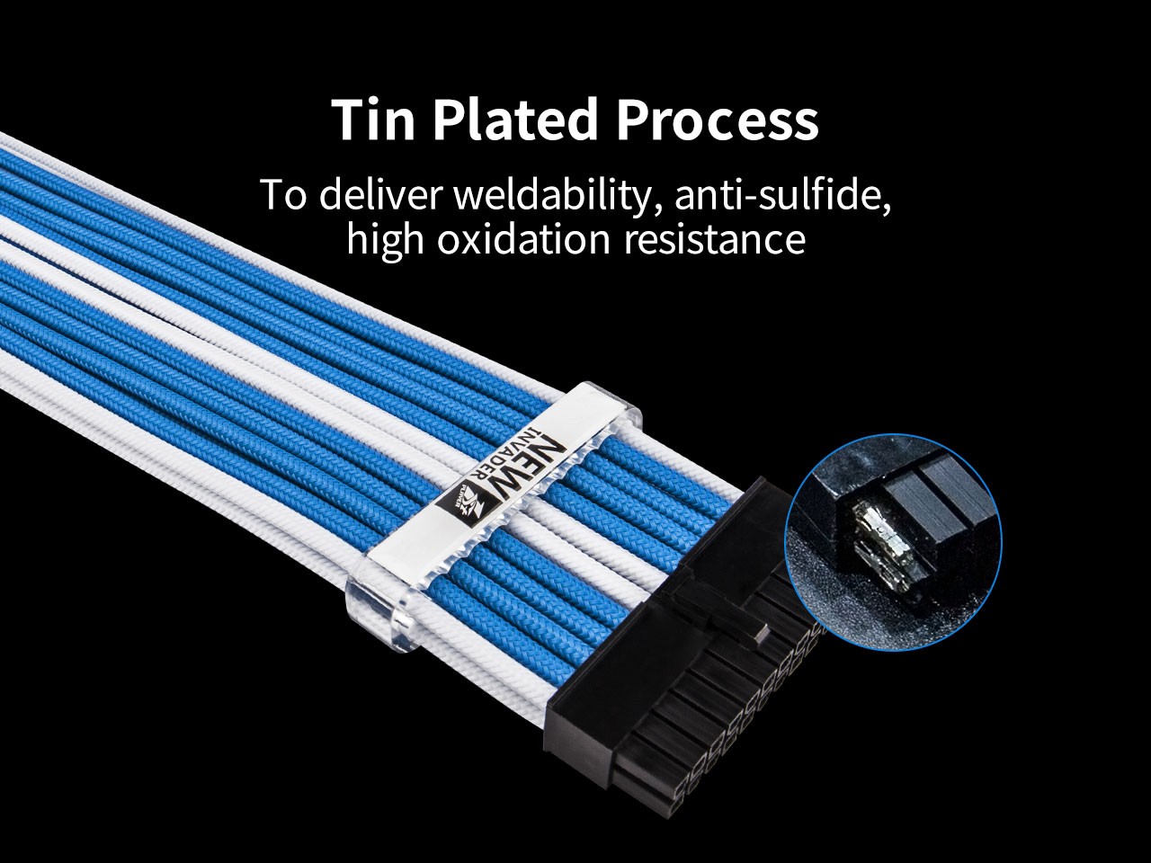 Graphics Card 6+2Pin 8Pin Male to Male Adapter Power Cable for Great Wall Dragon Module Power Supply with Net Cover,Black,about 58cm