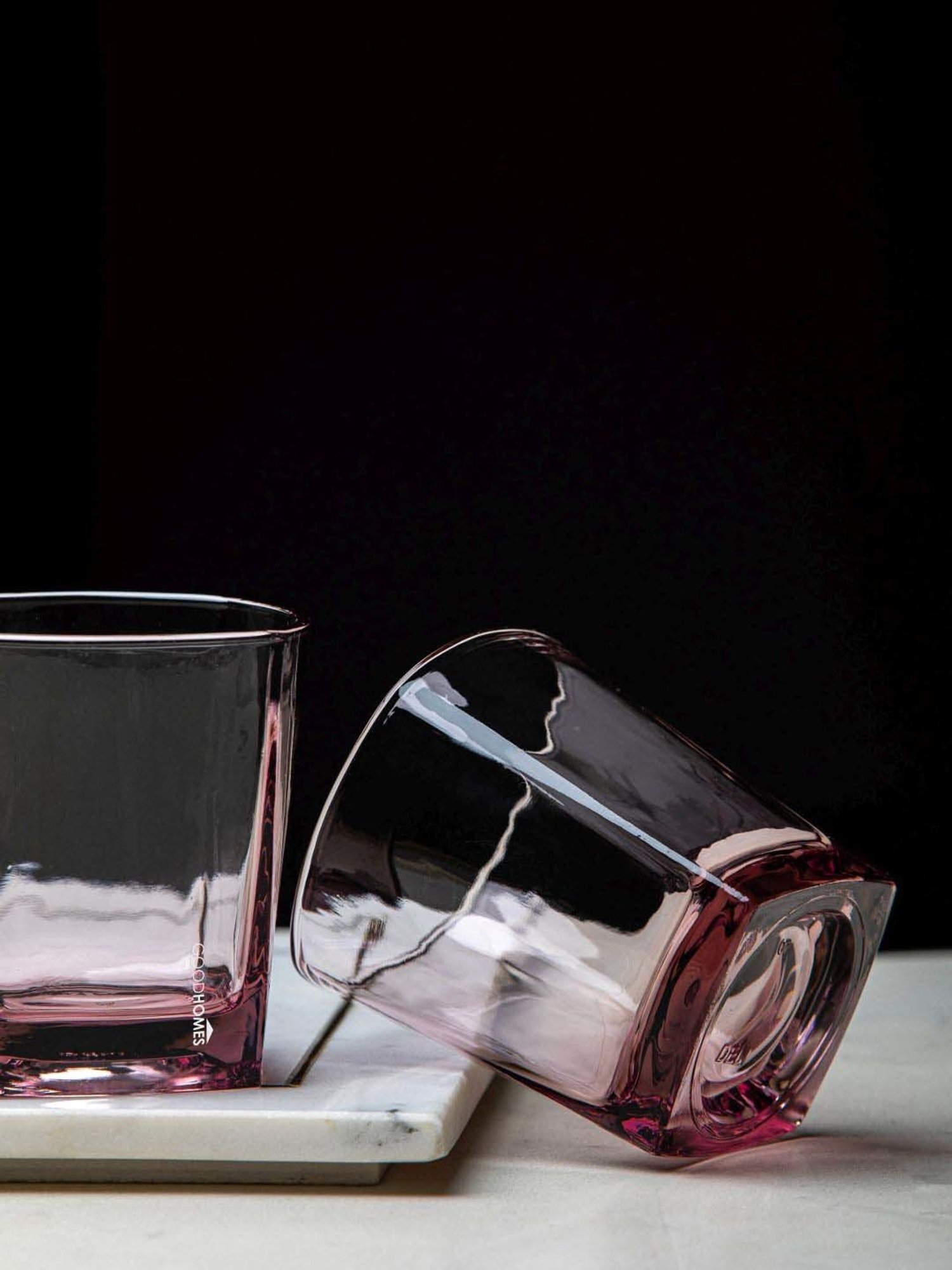 Goodhomes Transparent & Red Glass Tumbler (0.17 L) - Set of 6