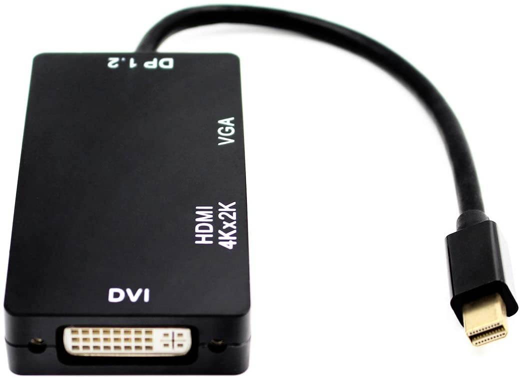 Mini Displayport to HDMI/DVI/VGA Adapter Converter Cable, 3-in-1 Mini DP Displayport Adapter, Support 4K x 2K Resolution for HDMI Port(Male to Female)