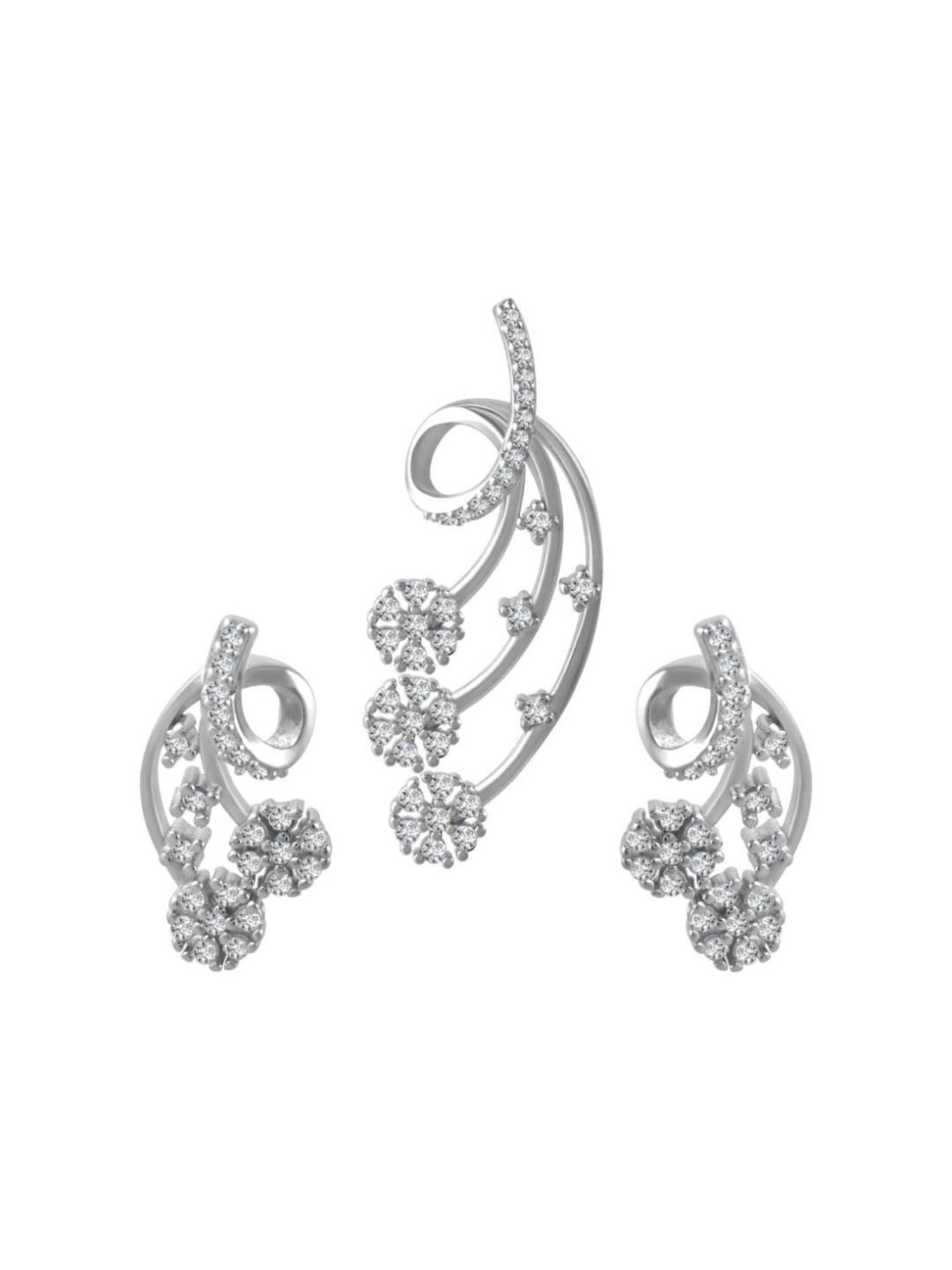 Rihi by P.C. Chandra Jewellers 925 Silver Wrap Drop Pendant and Earring Set for Women & Girls