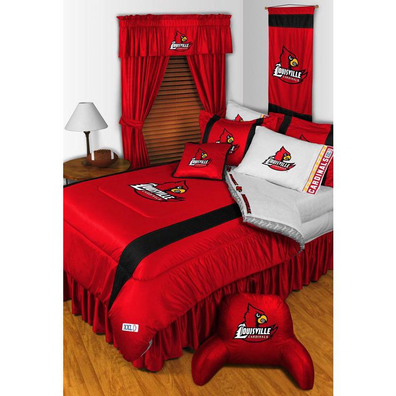 NCAA Pillow Sham College Football Team Logo Bedding Accessory - Louisville Cardinals..