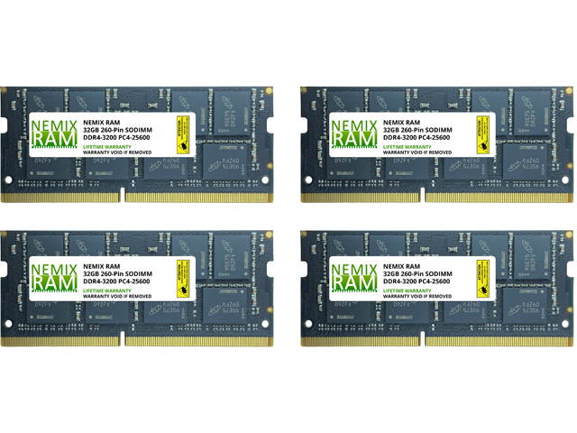 128GB Kit 4x32GB DDR4-3200 PC4-25600 SODIMM Laptop Memory by Nemix Ram