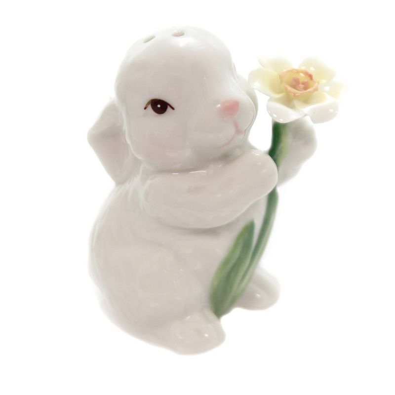 Tabletop 2.75" Bunny W/Flower Salt/Pepper. Rabbit Easter Spring Cosmos Gifts Corp.  -  Salt And Pepper Shaker Sets