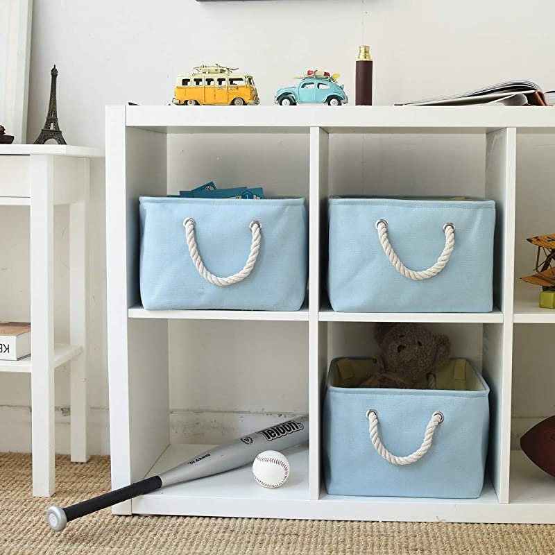 Storage Baskets3Pack Basket for Organizing Fabric Storage Baskets Dog Toy Baskets Clothes Baskets Rectangle Storage Organizer Decorative Baskets Storage for Nursery ToysTowelsClothes