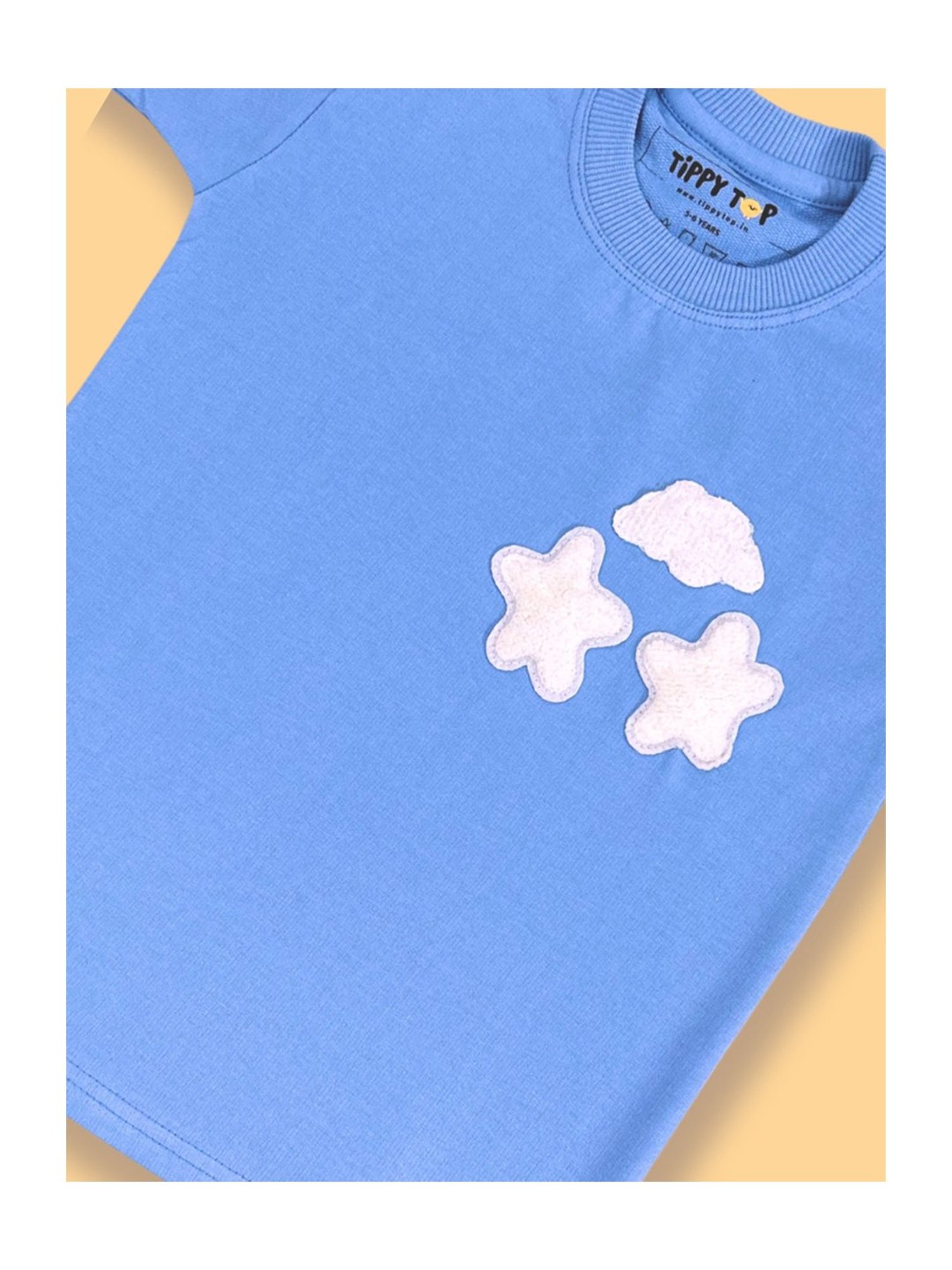 Tippy Top Kids Light Blue Self Design T-Shirt
