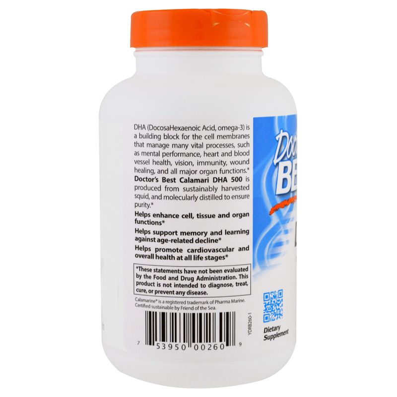 Doctor's Best Calamari DHA Omega-3 with Calamarine, 180 Softgels, Dietary Supplements