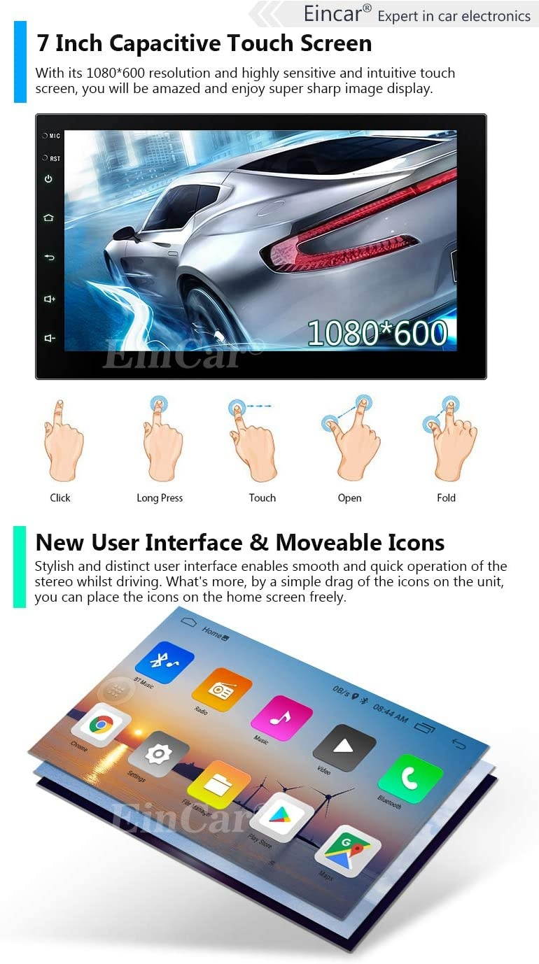 Android 10.0 Car Stereo Touch Screen Car Radios with Bluetooth Double Din Head Unit 7 inch GPS Navigation 2 Din Video Music Player in Dash Headunit Support WiFi Mirror Link Steering Wheel Control FM