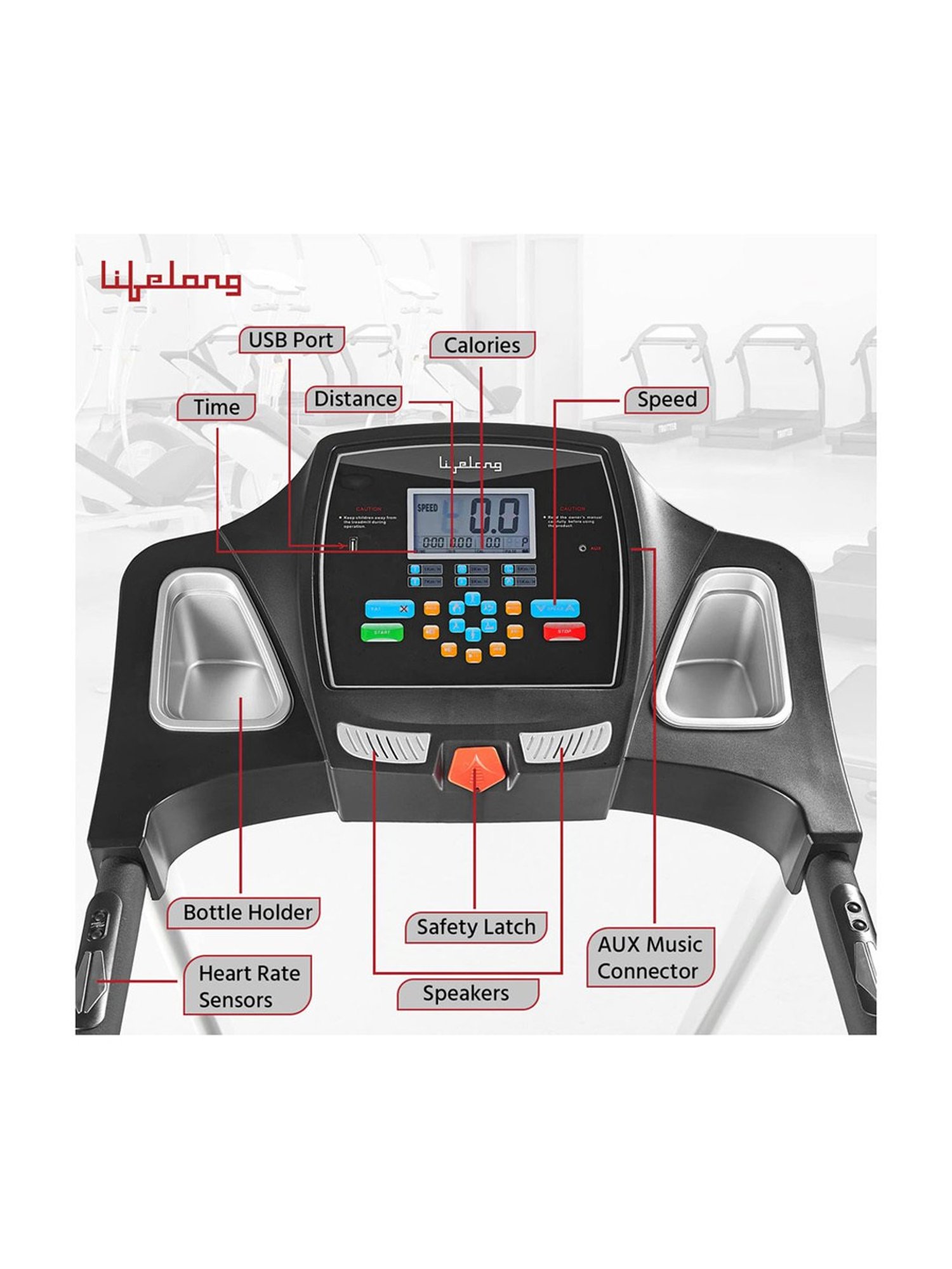 Lifelong Fit Pro 4.5 HP Peak Motorised Treadmill (Black) Size - One Size