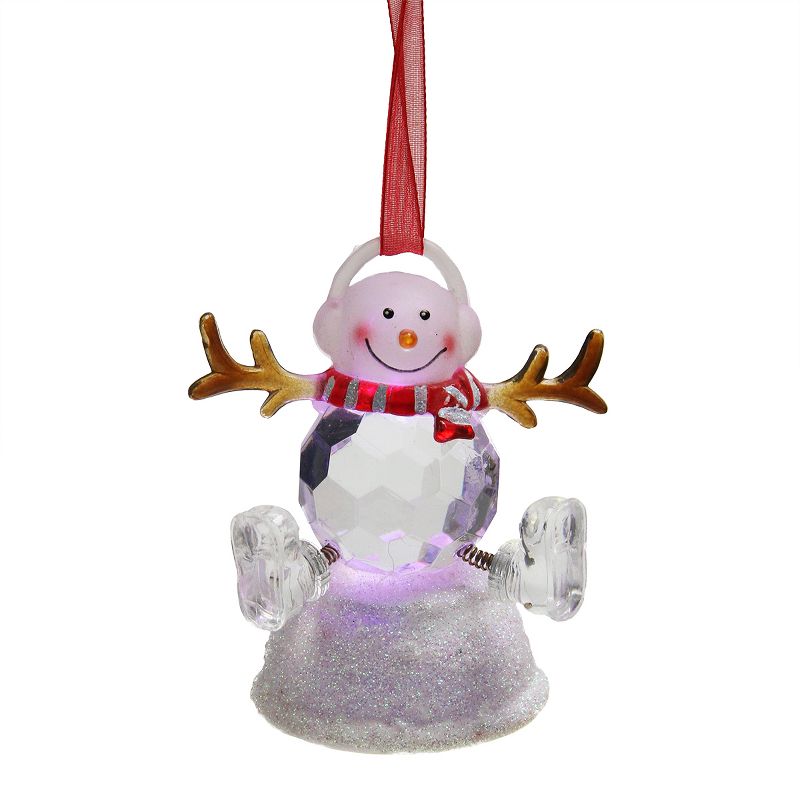 Penn 3" LED Lighted Color-Changing Snowman with Red Scarf Christmas Ornament