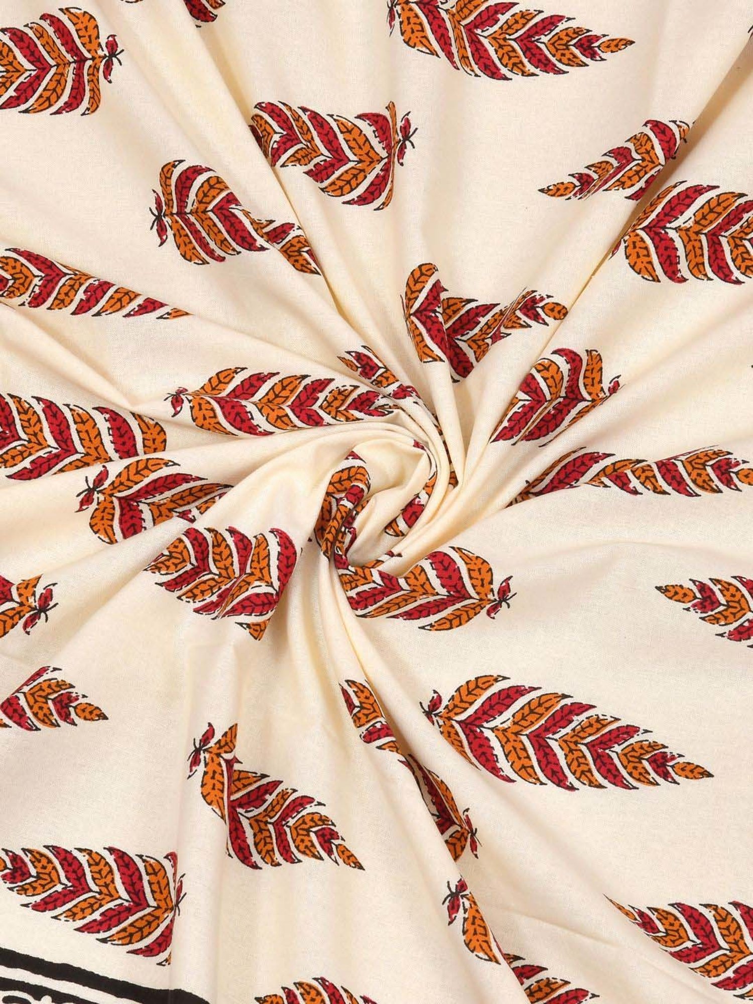 Aapno Rajasthan Evergreen Desert Red & Orange Cotton 140 GSM Double Bedsheet With 2 Pillow Cover