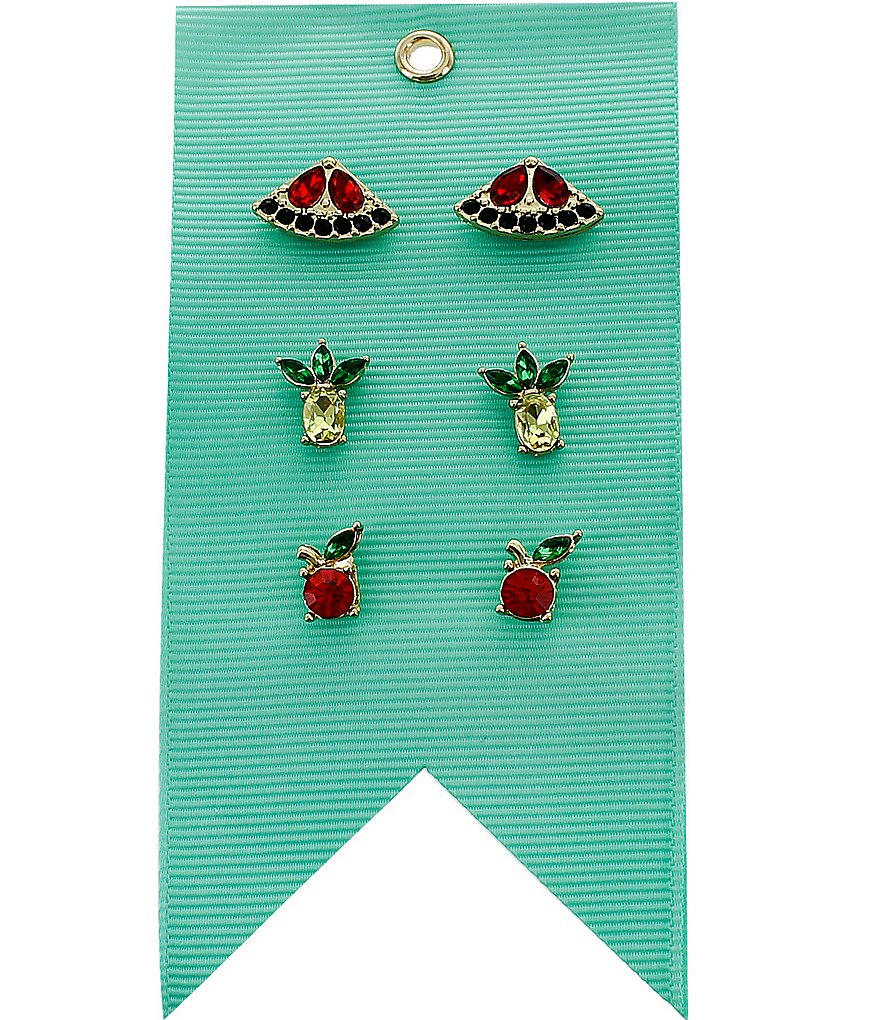 Panacea Pave Crystal Fruit Stud Earrings Set