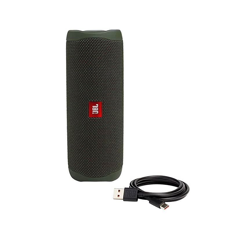 Flip 5 Waterproof Portable Wireless Bluetooth Speaker Bundle with 2Port USB Wall Charger Green