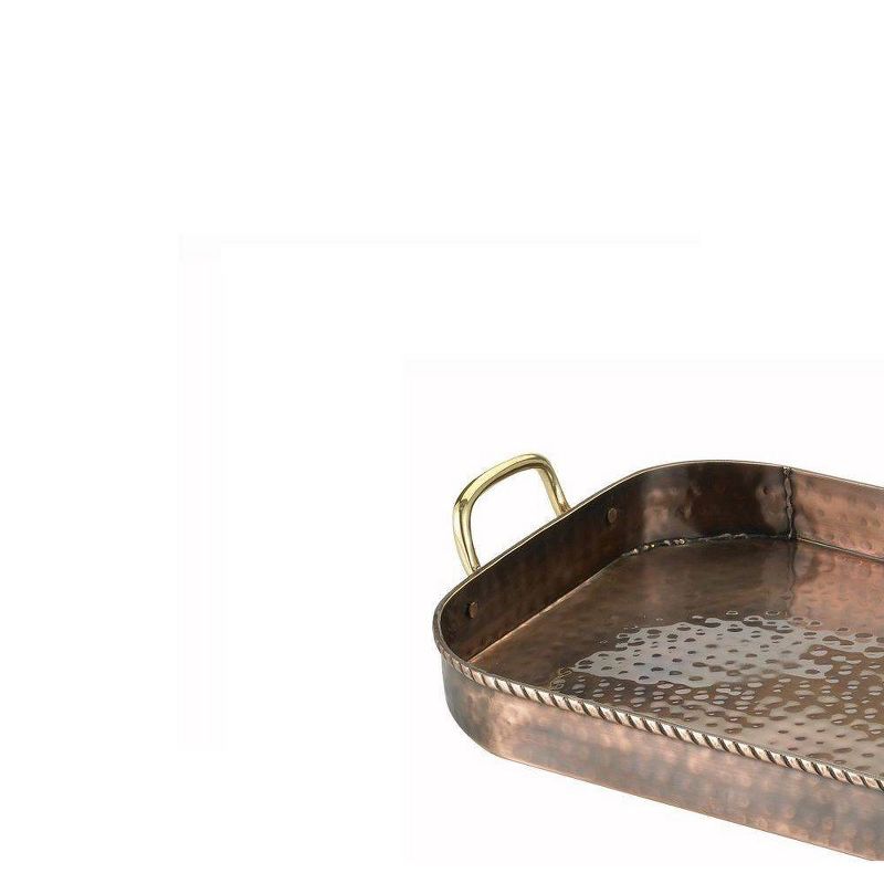 Old Dutch 18" x 10.5" Iron Antique Serving Tray with Brass Handles Copper