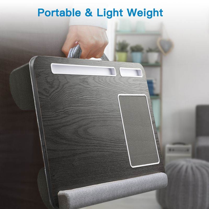 HUANUO Lap Desk - Fits up to 17 inches Laptop Desk, Built in Wrist Pad for Notebook, MacBook, Tablet, Lap Laptop Desk with Tablet, Pen & Phone Holder (Black Woodgrain, Big)