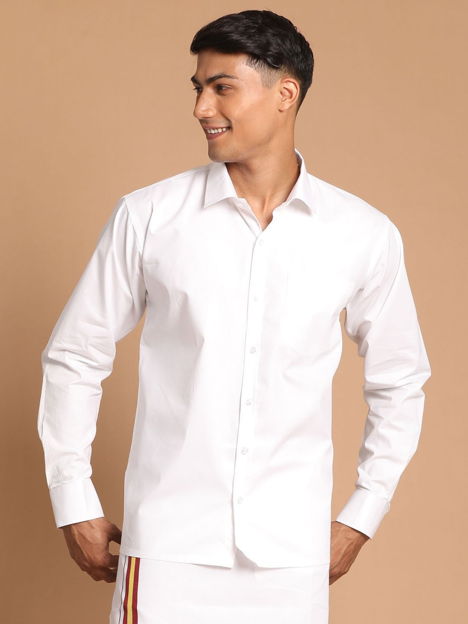 Ramraj Red Cotton Regular Fit Shirt