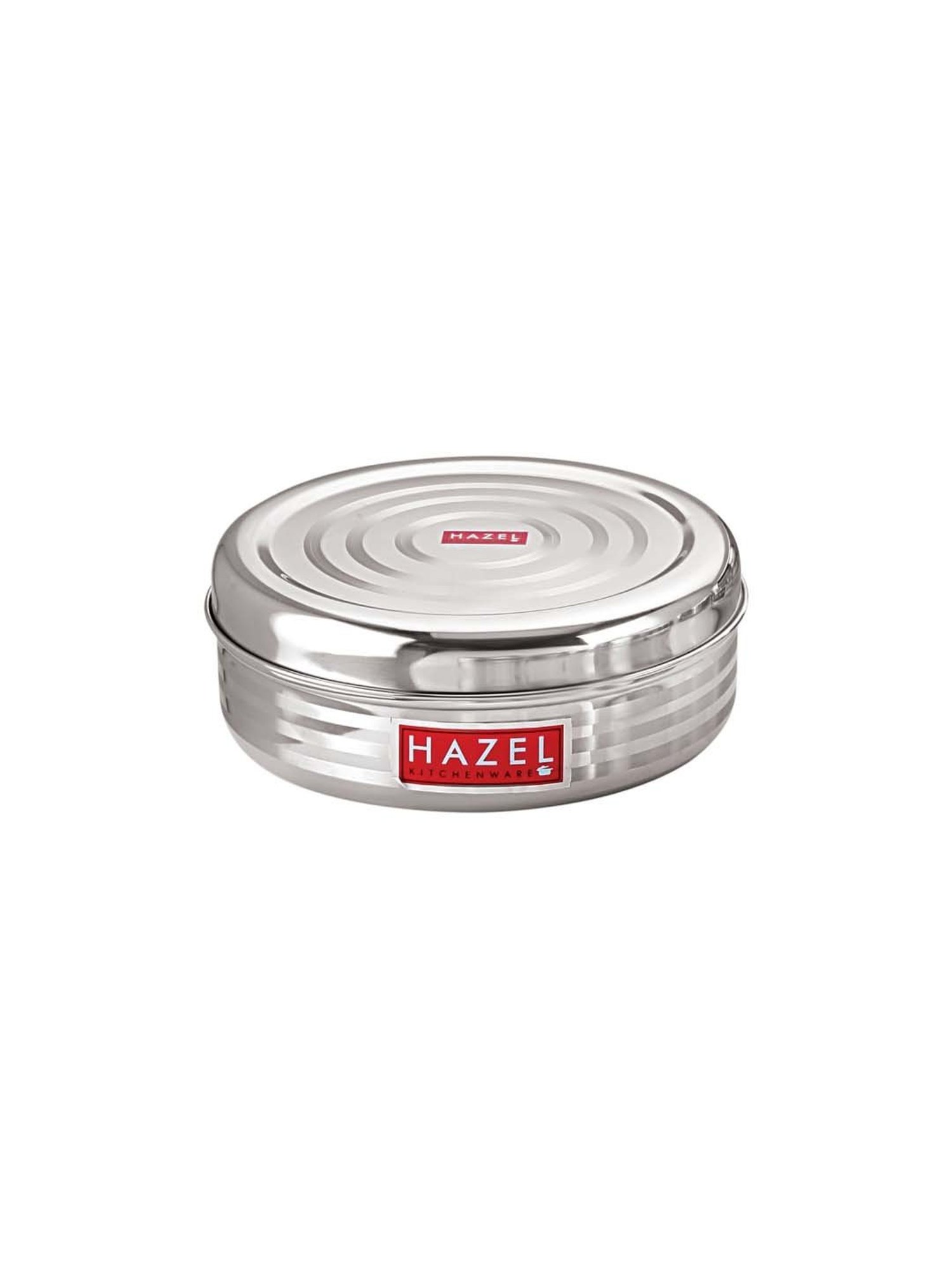HAZEL Silver Stainless Steel Round Small Container For Spices (0.75 L)