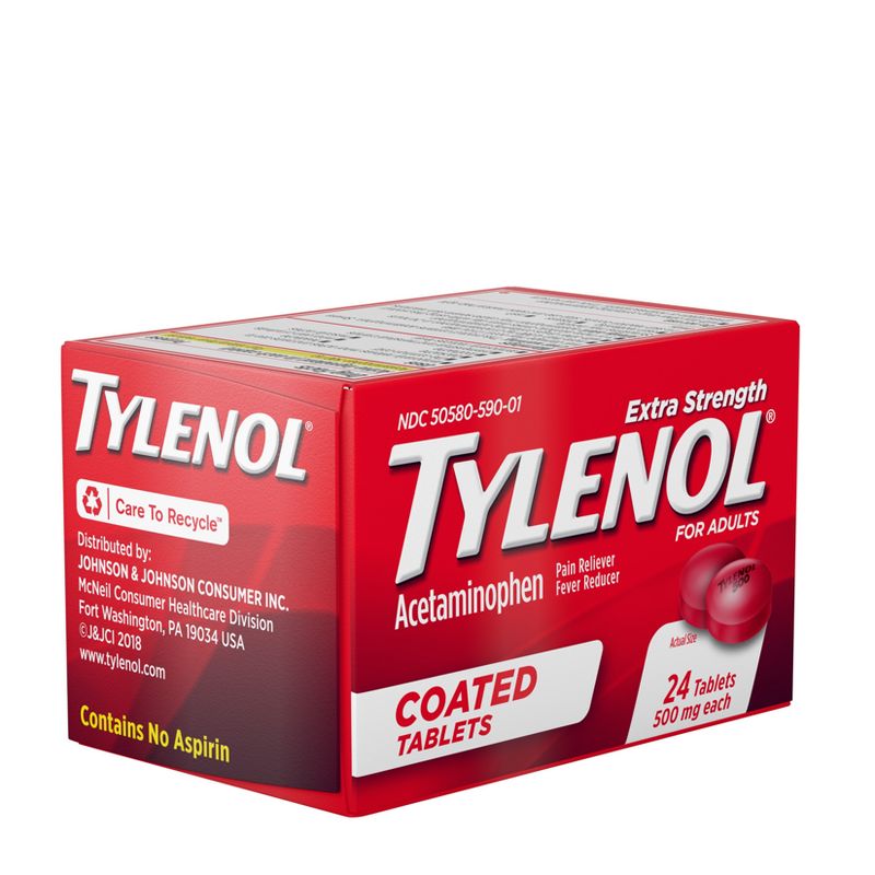 Tylenol Extra Strength Coated Tablets - Acetaminophen - 24ct