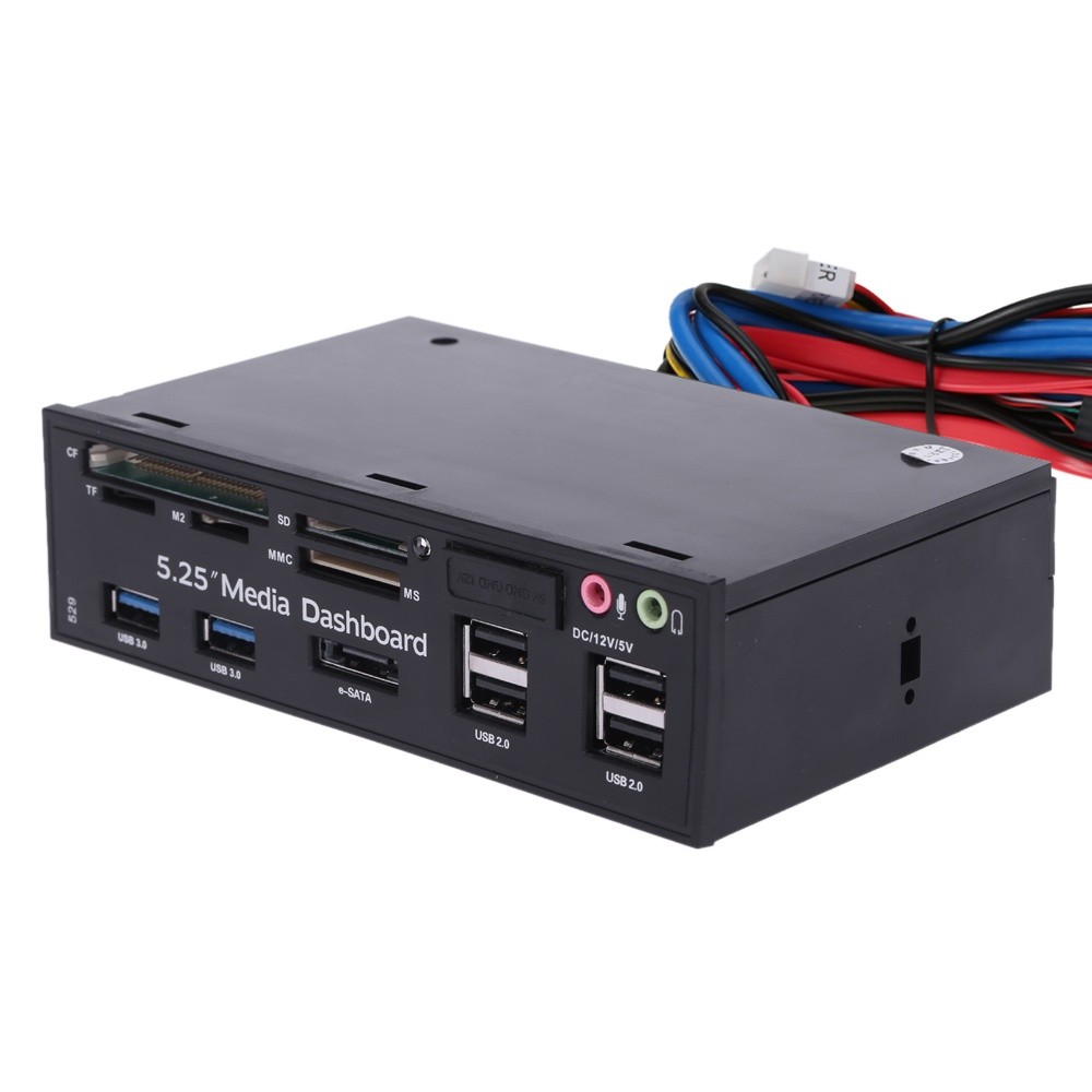 5.25 inch PC Computer Front panel All-in-1 Multifunction USB 2.0 card reader with 3 ports USB3.0,Type-C, eSATA ,Support MD,SD/MMC,XD,TF,M2,MS,64G CF card (STW-3125)