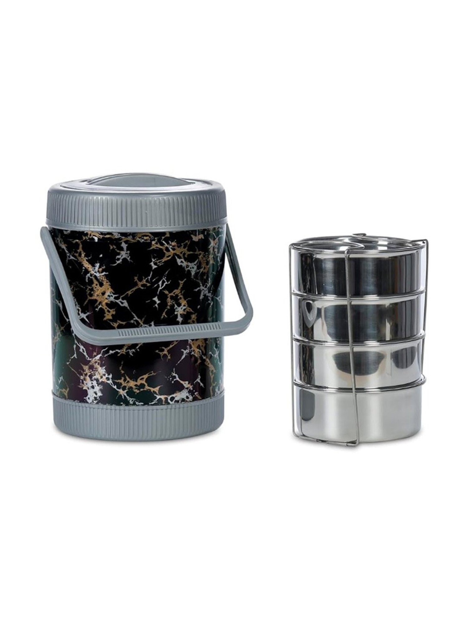 Varmora Jumbo Trio Blue Stainless Steel Lunch Box - Set of 3