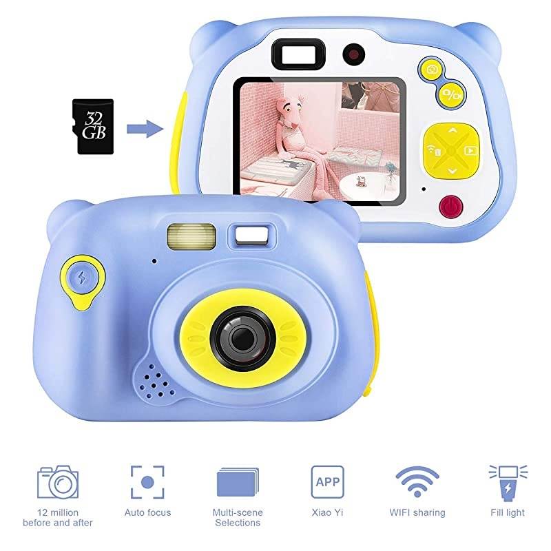 Memory Card Include] Kids Camera, Kids Digital Camera 12 Megapixel WiFi Kids Digital Camera for 2020 for Kids (Blue)