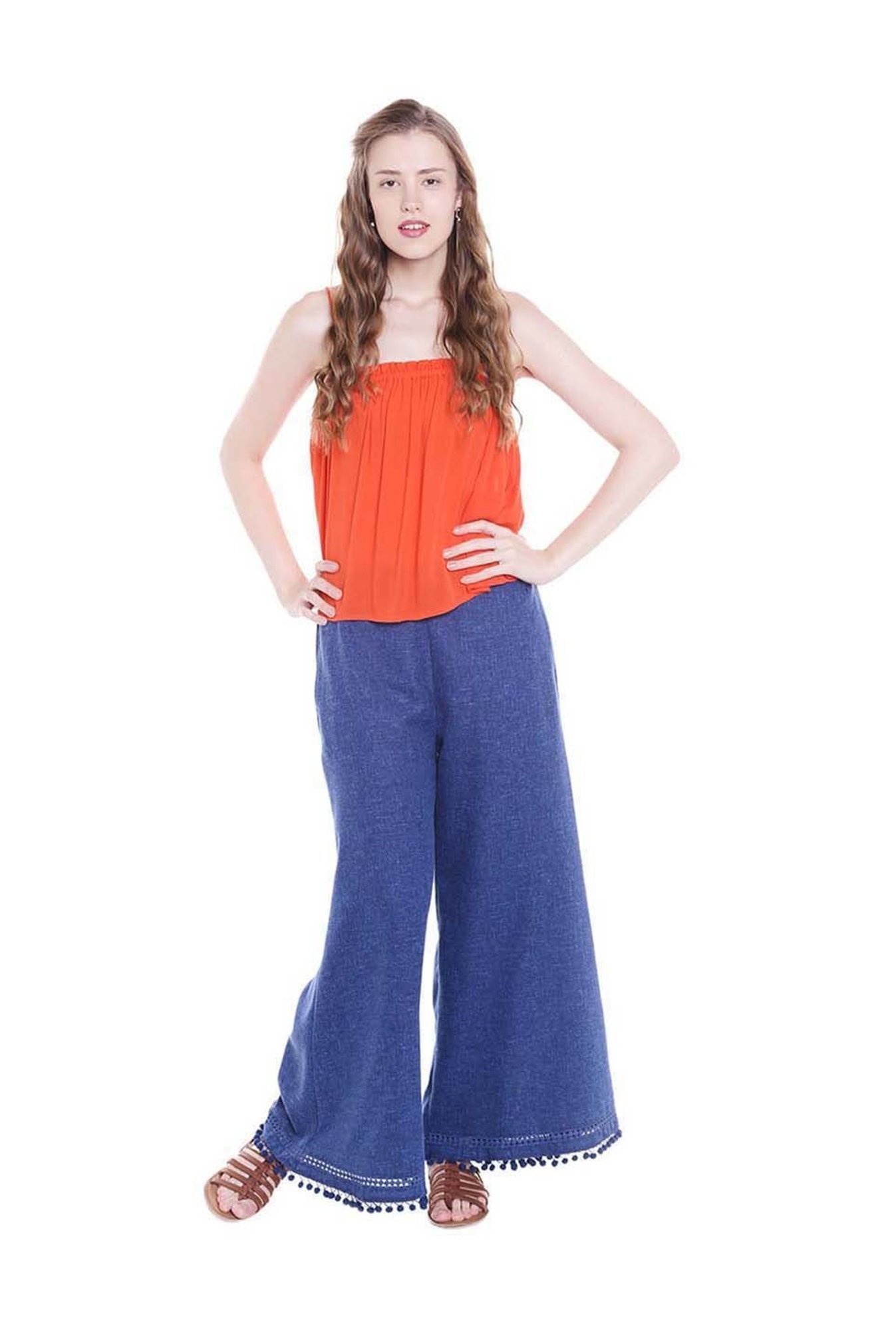 Fusion Beats Blue Regular Fit Palazzos