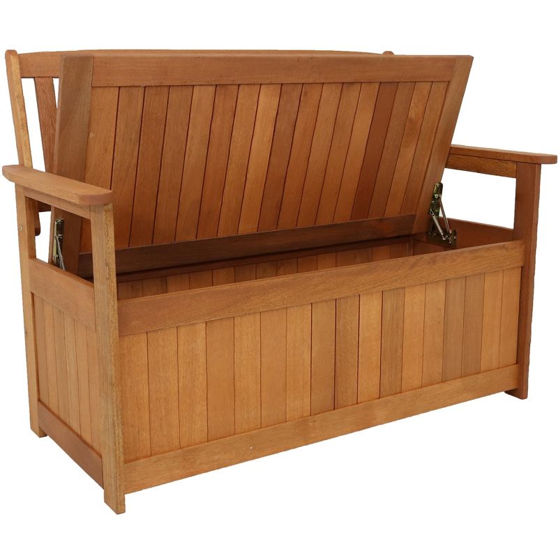 Sunnydaze Outdoor Meranti Wood with Teak Oil Finish Wooden Garden Planter Box Bench Seat - 68" - Brown