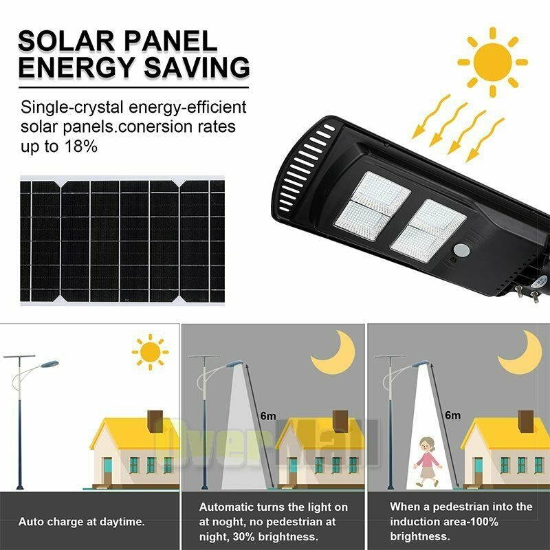 990000LM Solar LED Street Light Commercial IP67 Area Security PIR Road Lamp+Pole