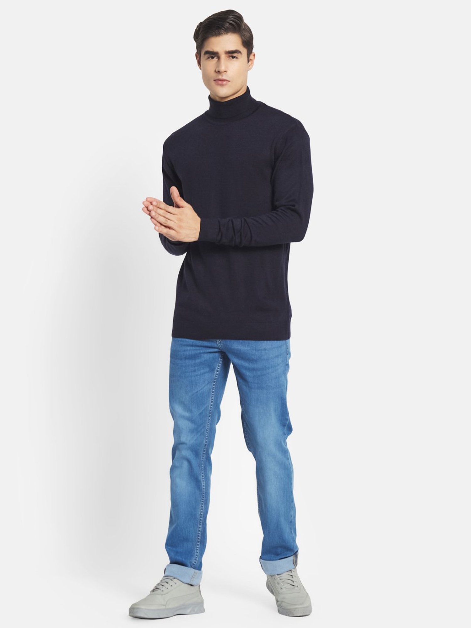 METTLE Navy Round Neck Sweater