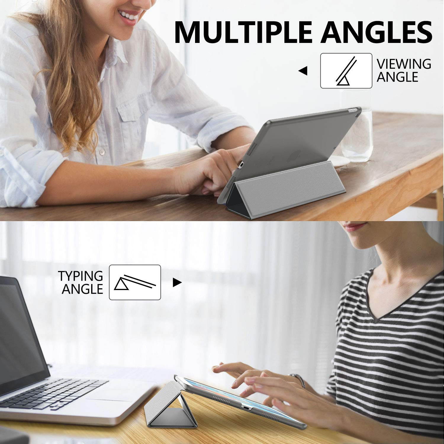 MoKo Case Fit New iPad Air (3rd Generation) 10.5" 2019, Slim Lightweight Smart Shell Stand Cover with Translucent Frosted Back Protector Fit iPad Air 3 2019 - Space Gray (with Auto Wake/Sleep)