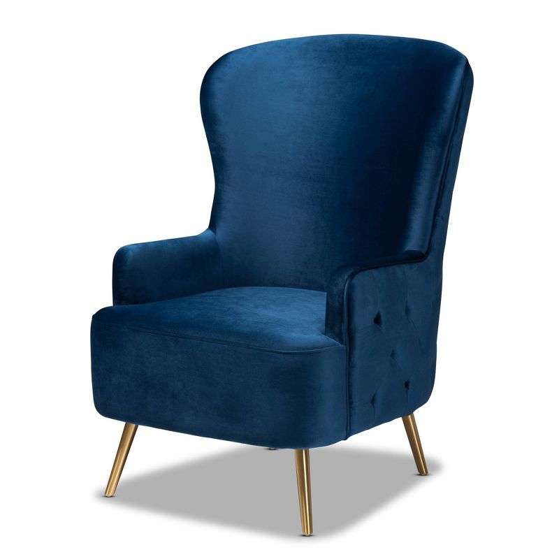 Melissa Velvet Fabric Upholstered Living Room Accent Chair Royal Blue/Gold - Baxton Studio