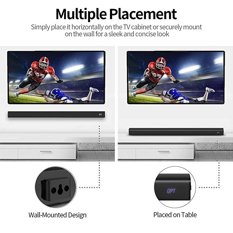 bar for TV 22 Channel 41 Inch TV bar with Builtin Dual Subwoofer 105 dB 3D Surround Strong Bass Remote Optical AUX Coaxial Cable Included