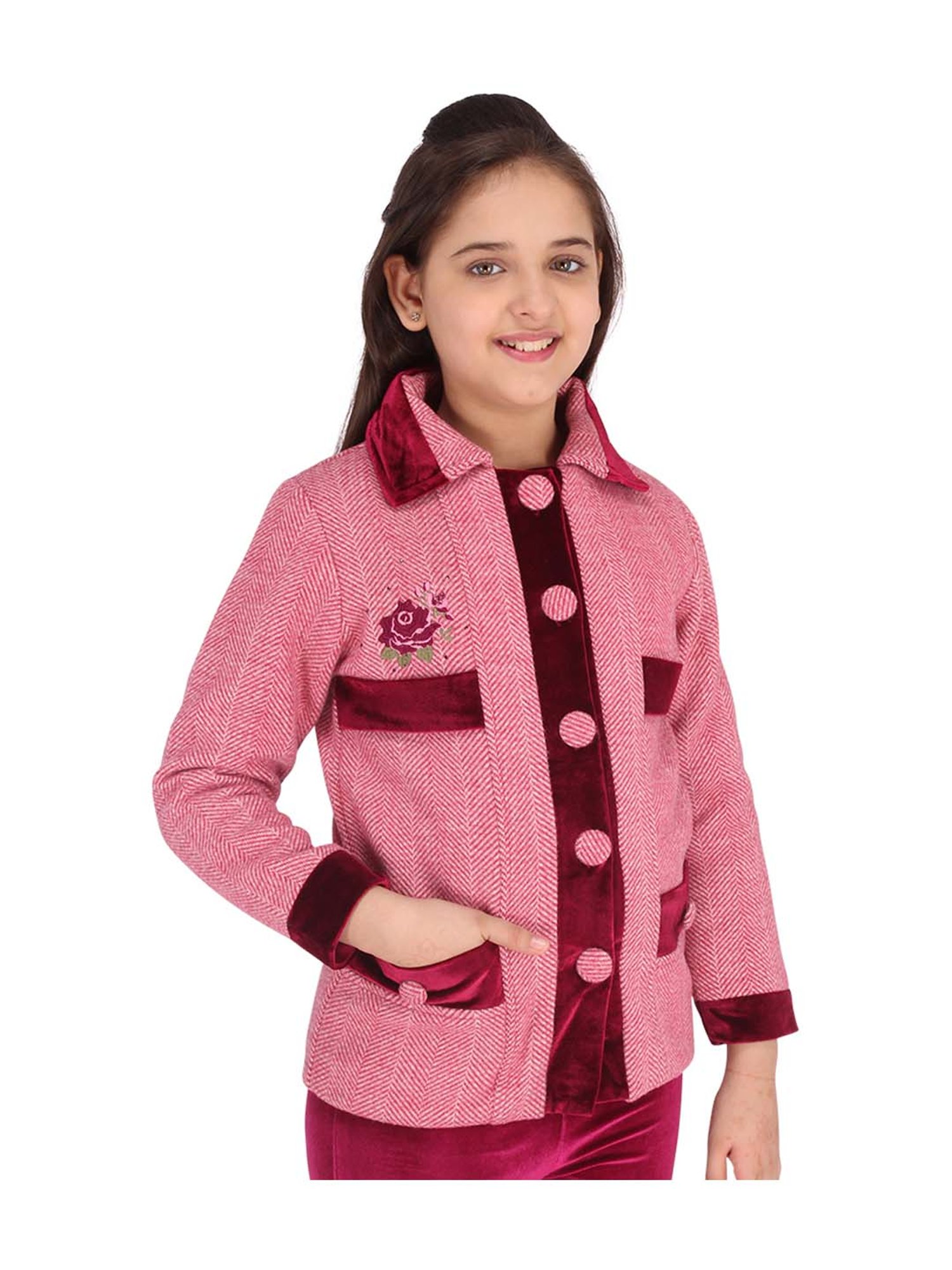 Elle Kids Black Self Pattern Jacket