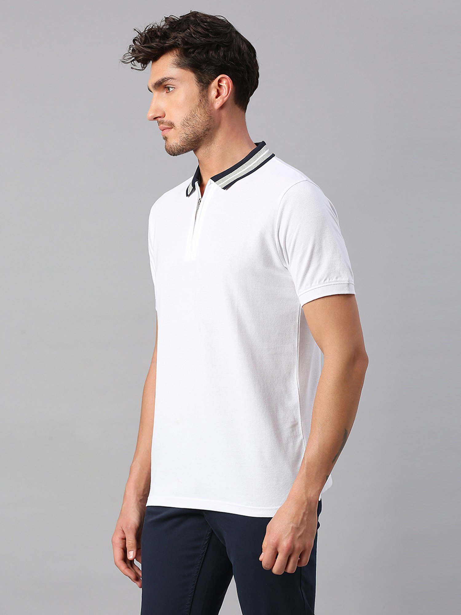 Dennis Lingo White Regular Fit Polo T-Shirt