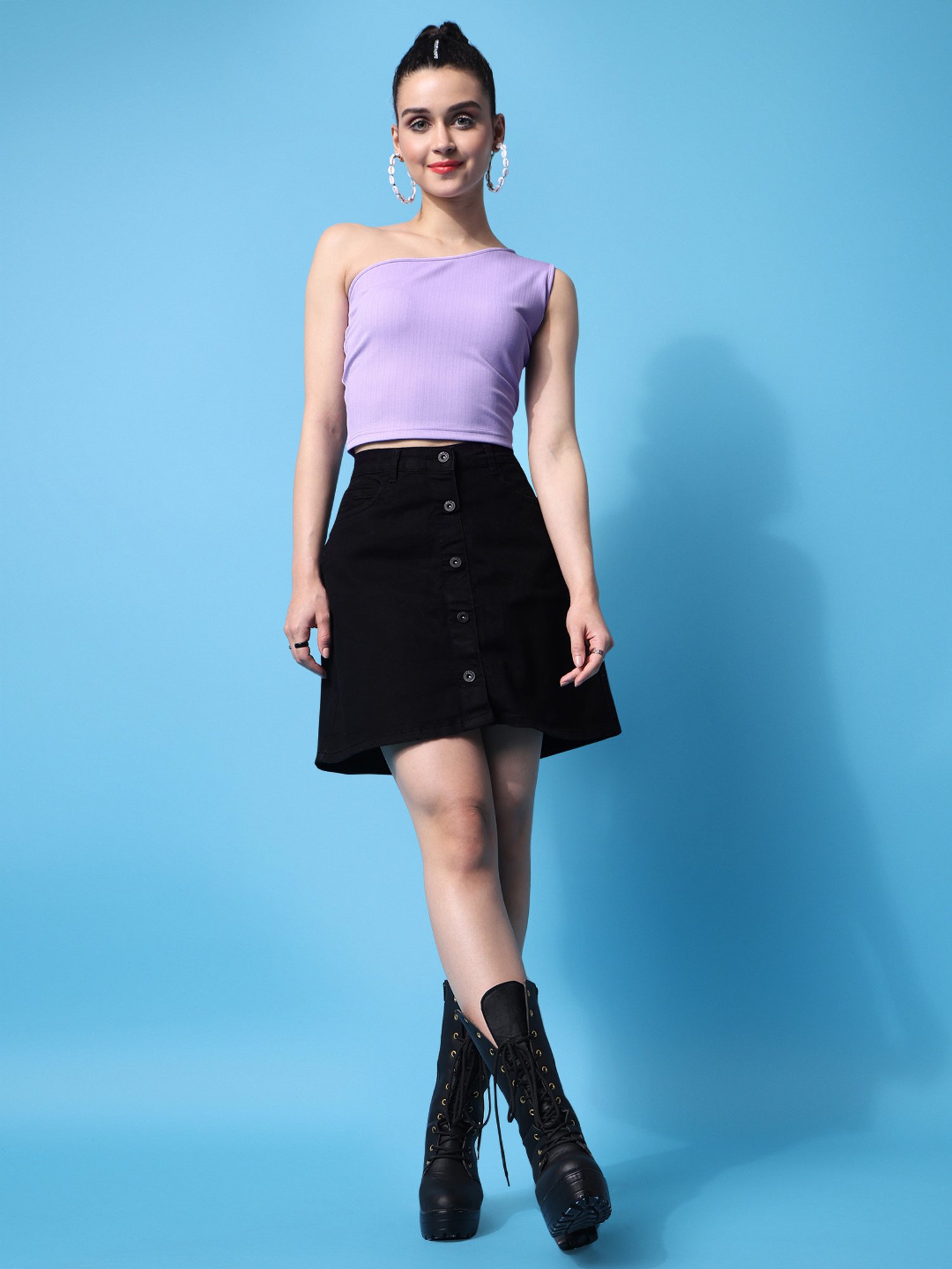 PURVAJA Lavender Regular Fit Crop Top