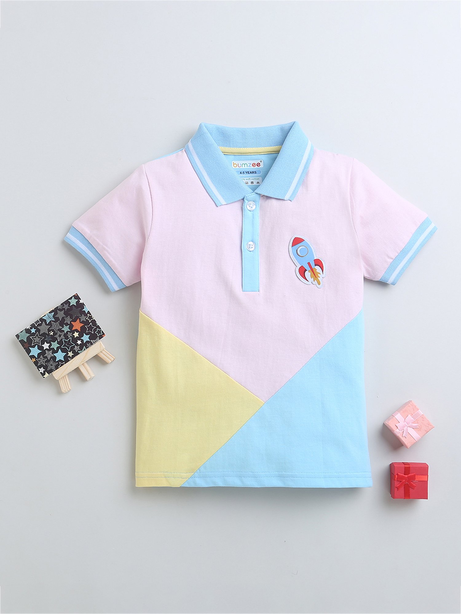 Bumzee Kids Multicolor Color Block Polo T-Shirt