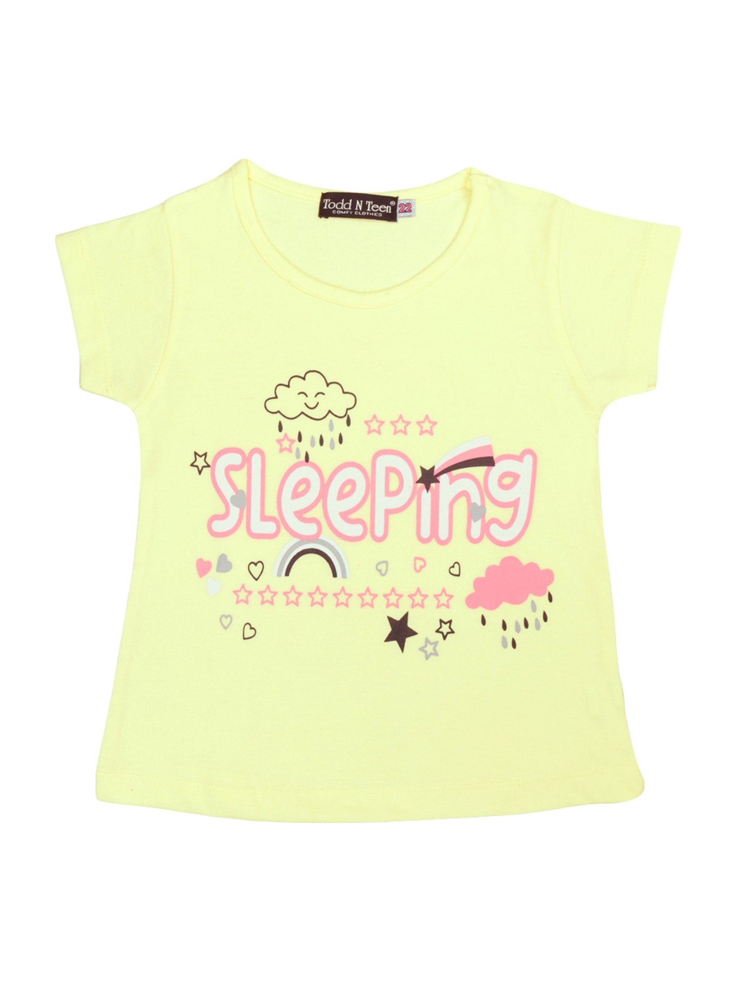 Todd N Teen Kids Yellow Cotton Printed T-Shirt & Capris