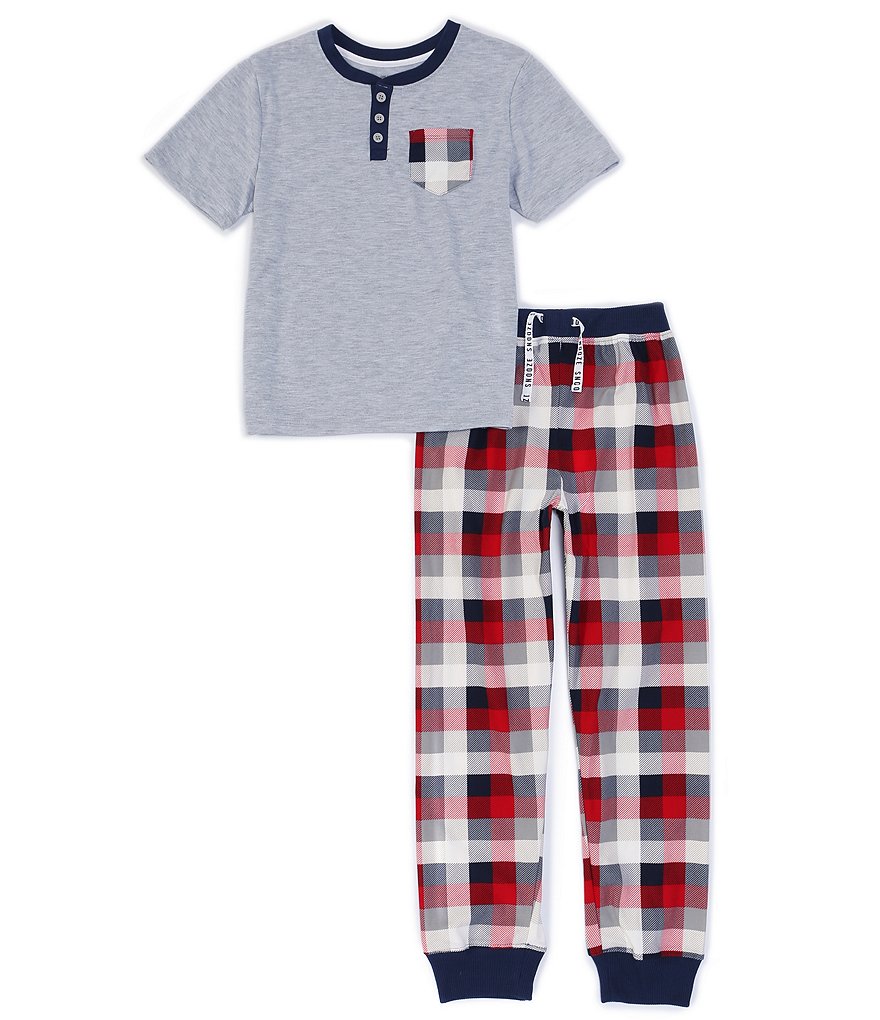 Dream Life Big Boys 8-16 Henley Tee & Plaid Pajamas 2-Piece Set