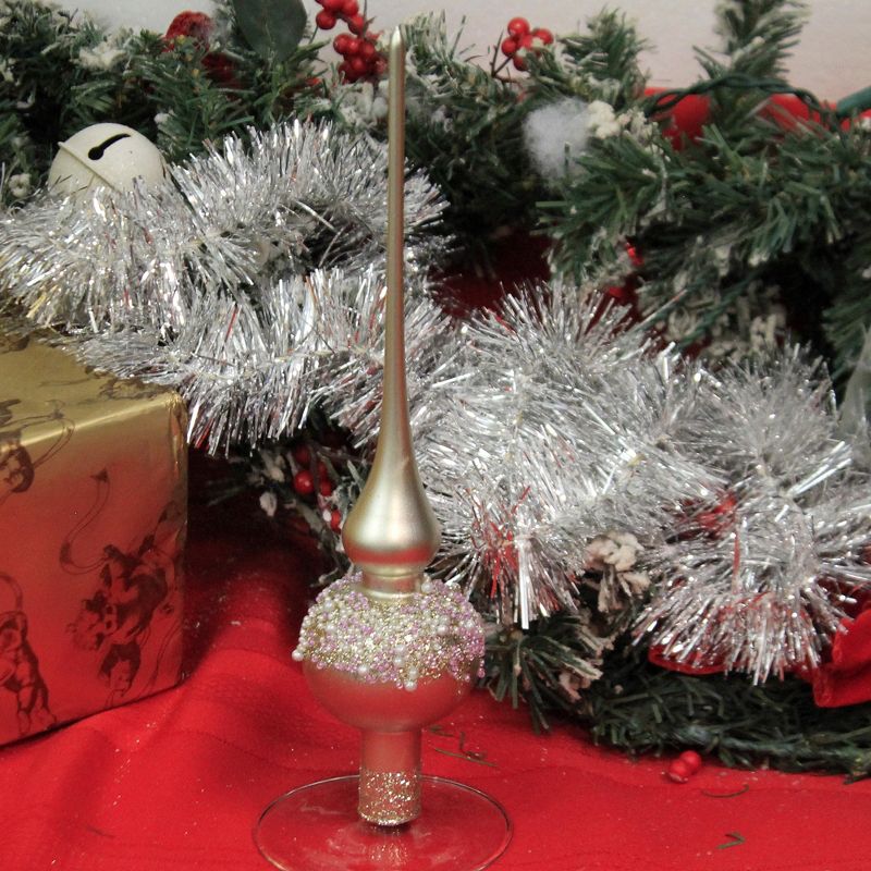 Christina's World 10.25" Petite Pewter & Pearls Finial Tree Topper Spring Wedding  -  Tree Toppers