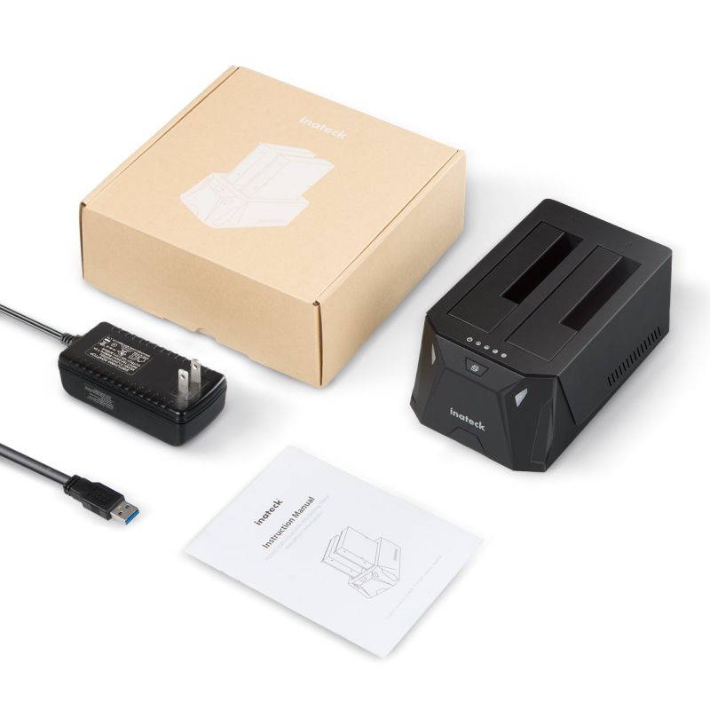 Inateck USB 3.0 to SATA I/II/III Dual Bay External Hard Drive Docking Station for 2.5 or 3.5 HDD, SSD, Up to Support 10TB, with Hard Drive Duplicator/Offline Cloner Function, FD2005