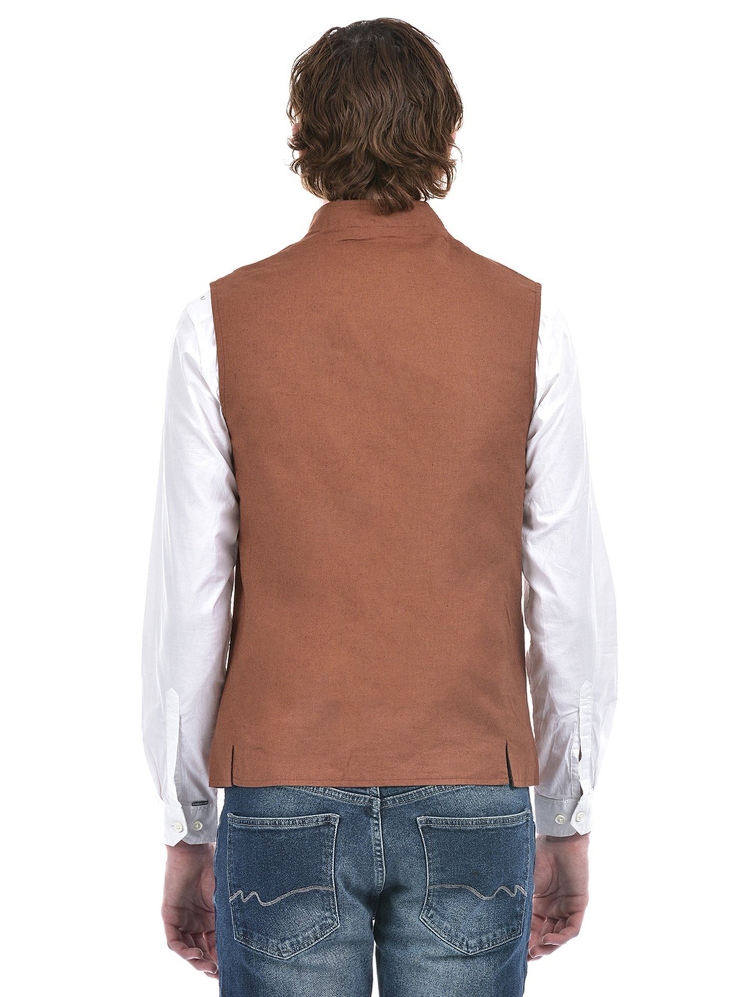 Numero Uno Brown Cotton Regular Fit Nehru Jacket