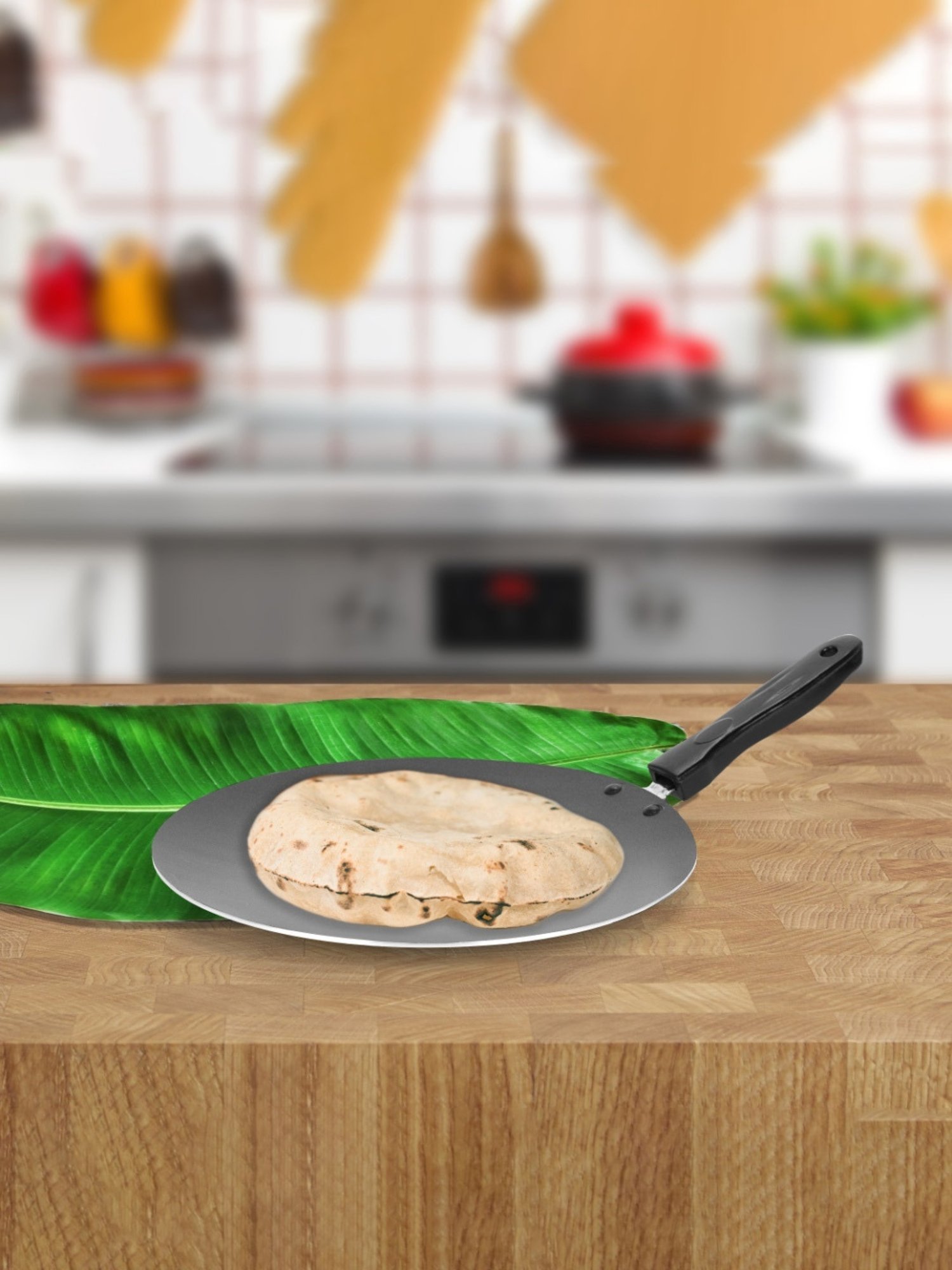 Sumeet Gold Series Pre Seasoned Cast Iron Concave Tawa for Roti 27cm 1.8kg, Gas & Induction-Friendly