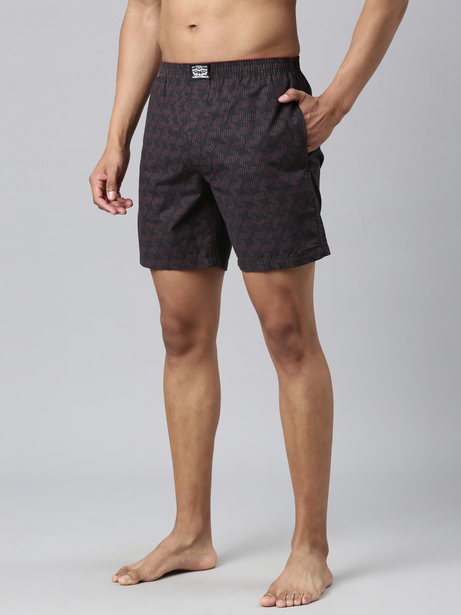 Levi'S Black Pure Cotton Relaxed Fit Printed Shorts