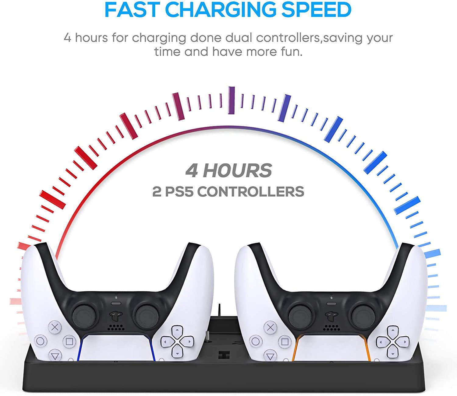 ROME CARE Vertical Stand with Headset Holder and Cooling Fan Base for PS5 Console/Digital Edition, 2 Controller Chargers, 15 Game Disc Slots, 3 USB Hubs and 1 Media Remote Storage