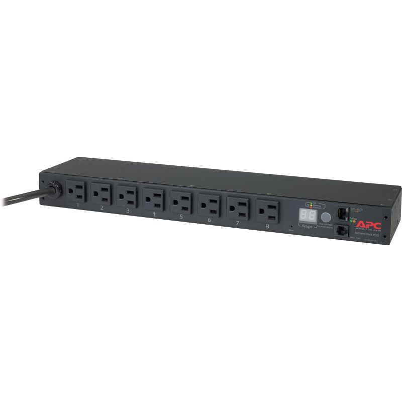 APC by Schneider Electric Rack PDU, Metered, 1U, 15A, 100/120V, (8) 5-15 - Metered - NEMA 5-15P - 8 x NEMA 5-15R - 120 V AC - 1U - Rack Mount